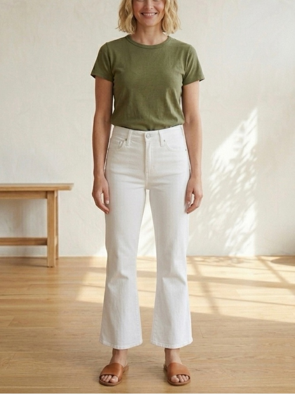 Madewell Mid-Rise Kick Out Crop Jeans in Pure White